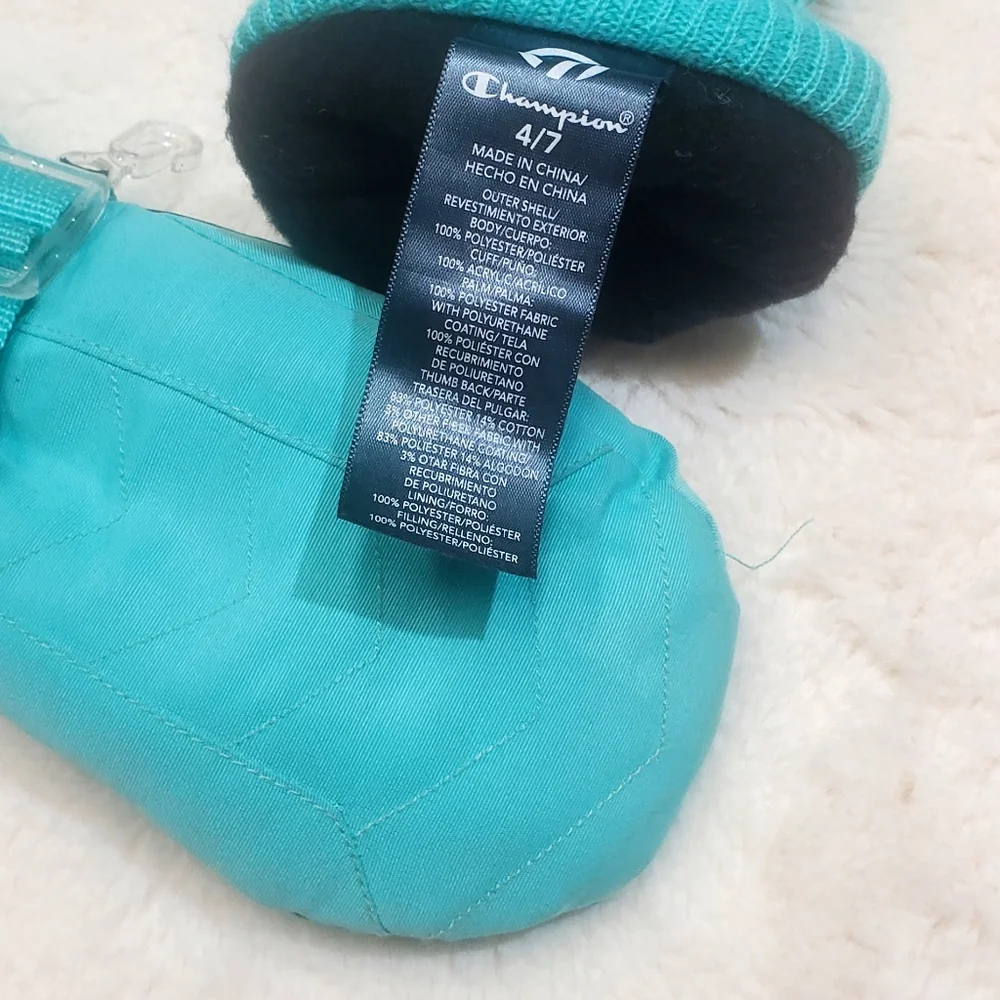 Champion Teal Mittens Size 4/7 Yrs Old